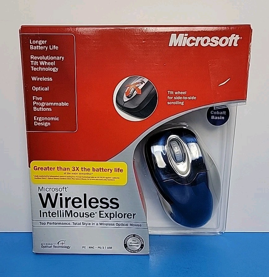 Microsoft Wireless IntelliMouse Explorer 2.0 - Cobalt Blue - Model 1007, 1009