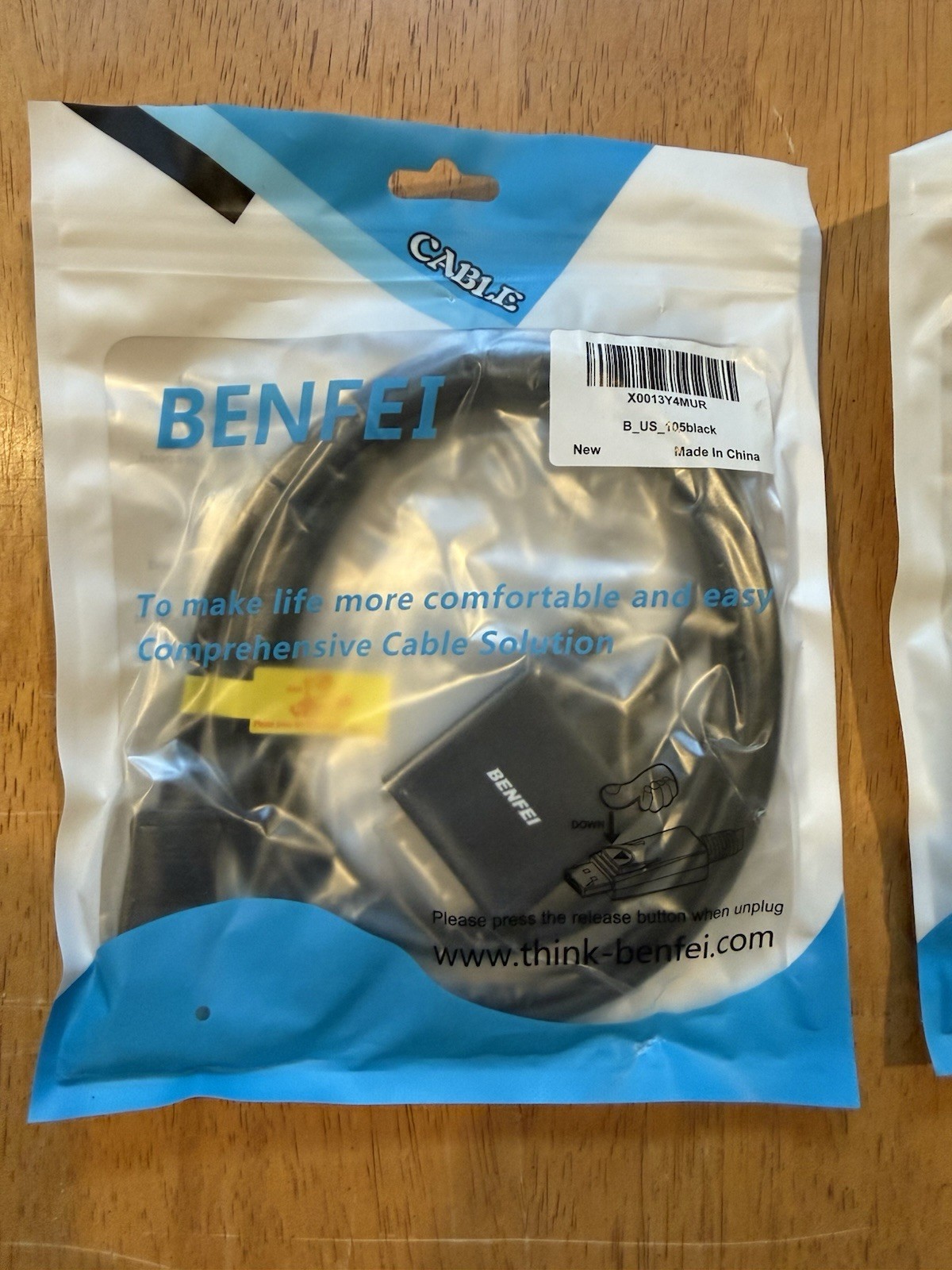 Lot of 2 BENFEI DisplayPort to DVI Adapters B_US_105 Black New Sealed