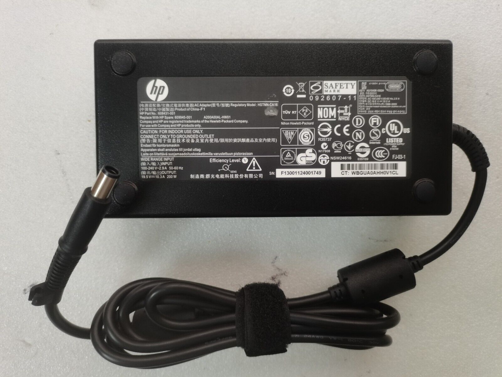 NEW 19.5V 10.3A 200W 608431-001 AC Charger for HP Z2 mini G4 workstation Genuine