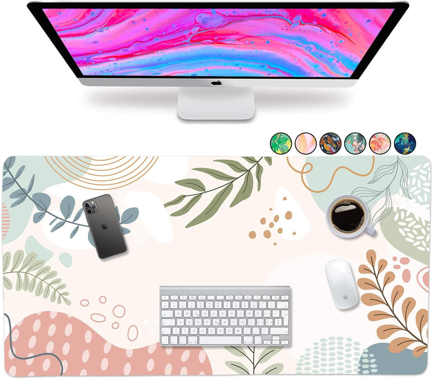 French KOKO Large Desk Mat - XL Desk Pad for Keyboard & Mouse - Cute Home Office