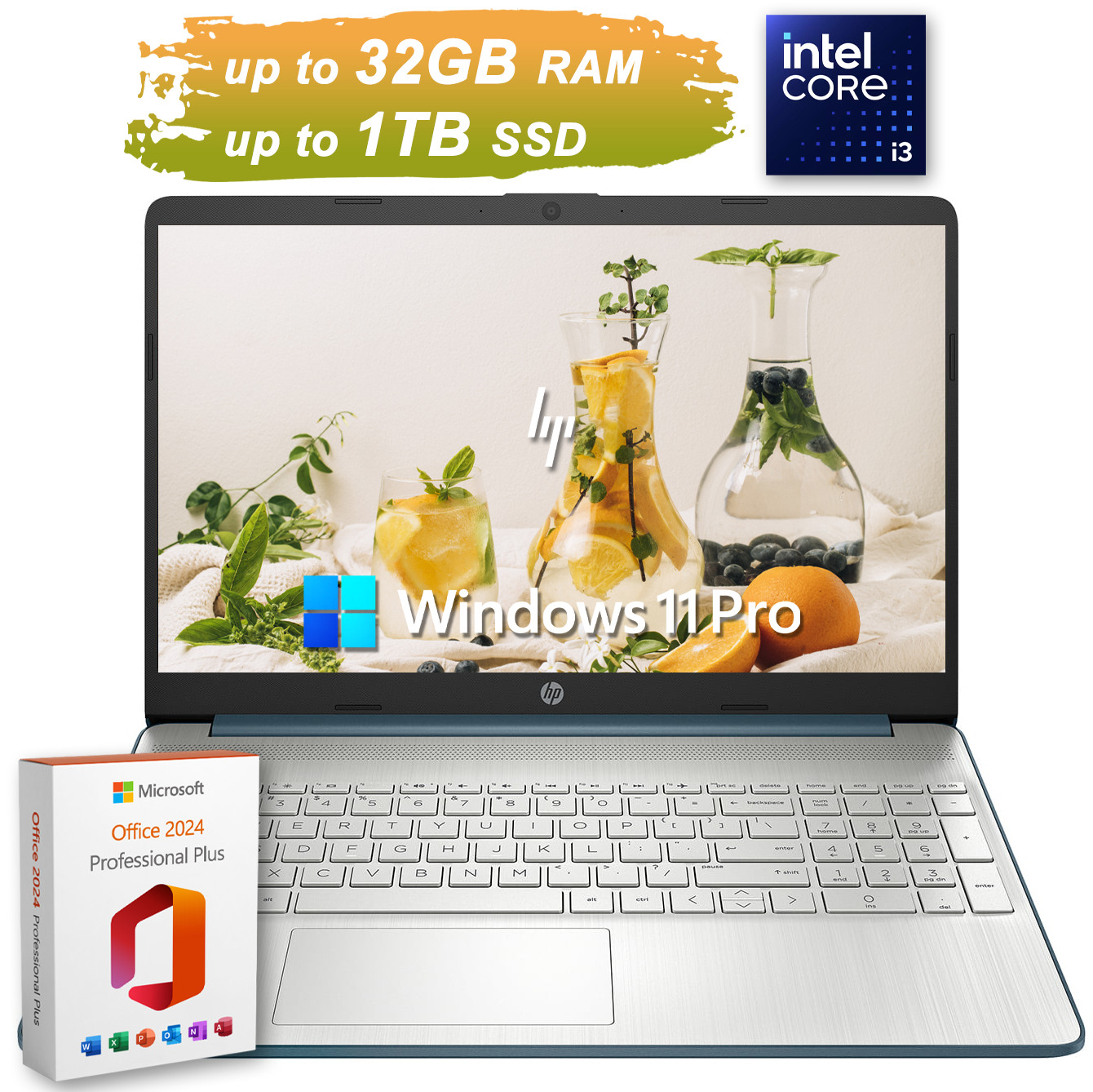NEW HP Laptop Computer 15.6" Intel i3, Up to 32GB RAM & 1TB SSD Office 2024 Pro