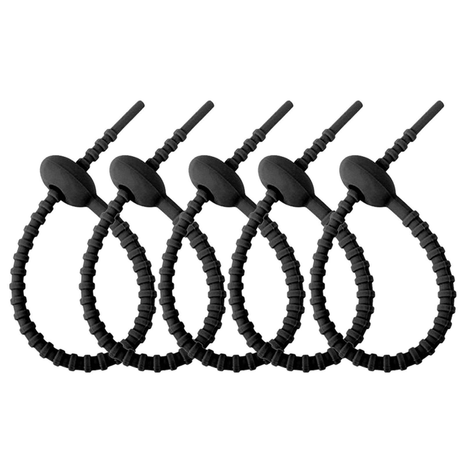 10pcs Silicone Zip Ties Bag Ties Multi Purpose Elastic Charging Cable Organizer