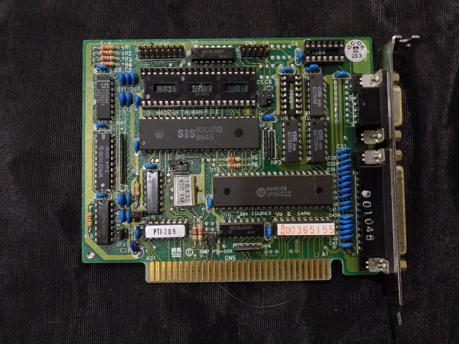 Vintage 1987 DTK Multi I/O ISA Card PTI-209 9-Pin and 25-Pin Serial Connectors  