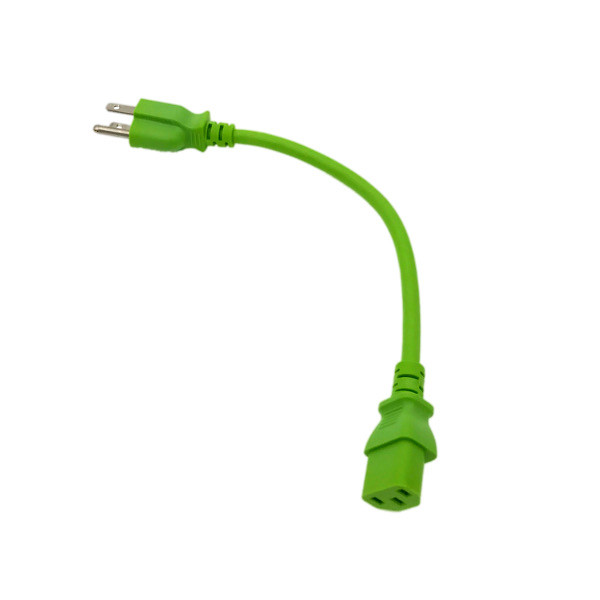 Green 1FT Universal 3Prong AC Power Cord Cable 18AWG Computer Printer Monitor TV
