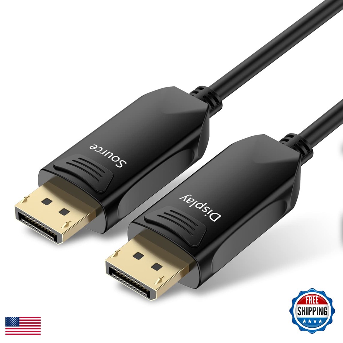BIFALE Displayport Fiber Optic Cable 50ft 32.4Gbps DP1.4 Gold Plated Connector
