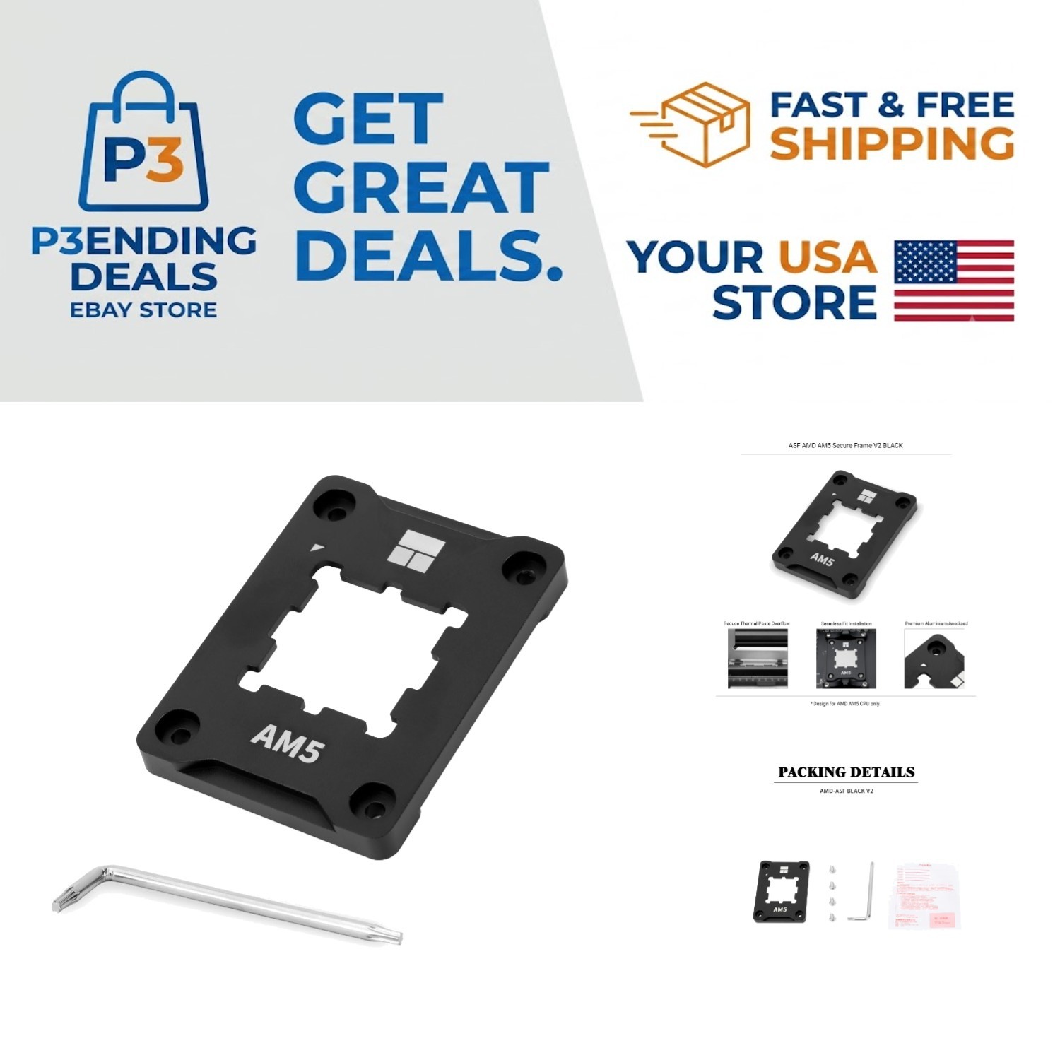 Durable Aluminum AM5 CPU Holder with Anti-Bending Design for Enhanced Stability