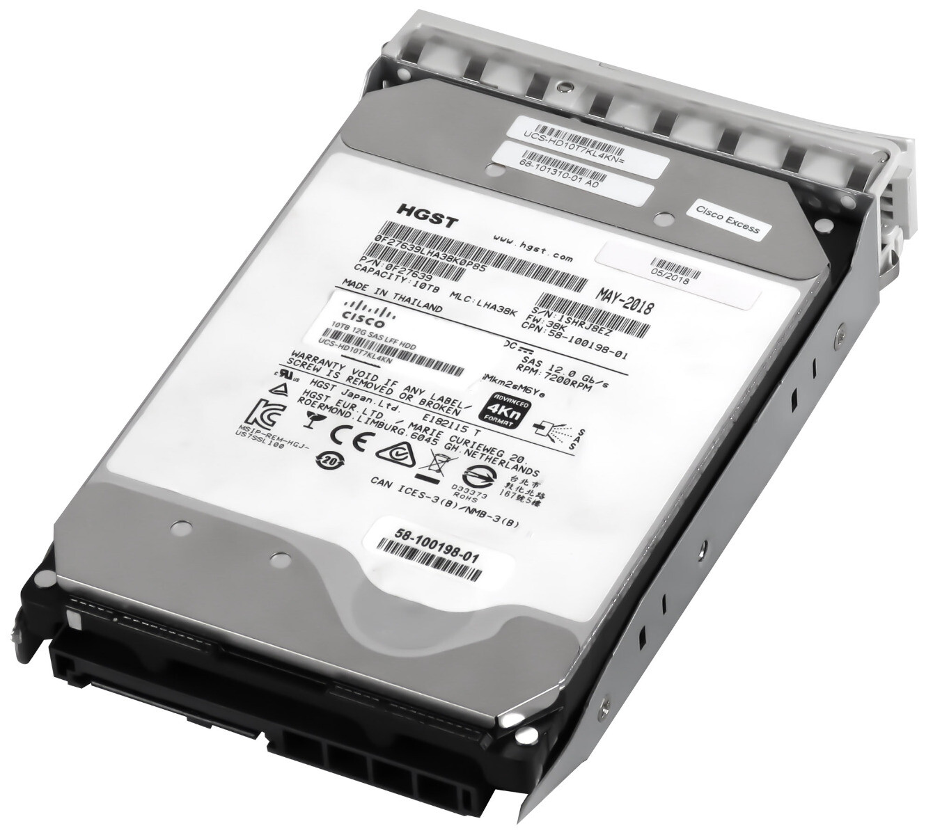 HARD DRIVE CISCO UCS-HD10T7KL4KN HUH721010AL4200 10TB 7.2K 256MB SAS-3 3.5'' 