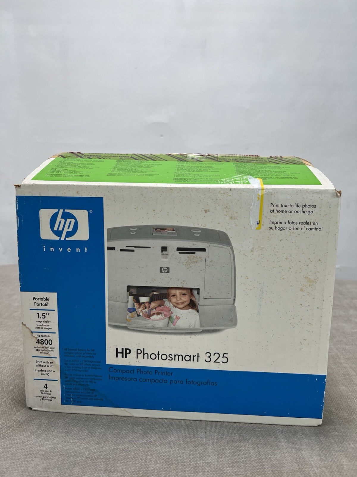 HP Photosmart 325 Compact Color Photo Printer Portable New Open Box