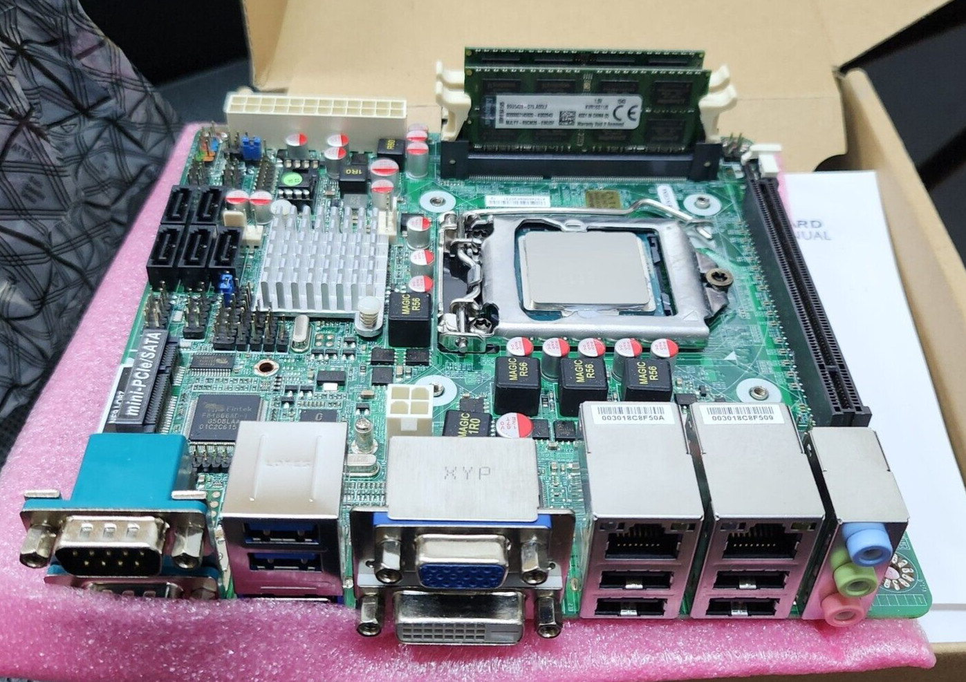 Jetway NF9J-Q87 IPC Motherboard w/16GB Memory, i5-4590T SR156 2.0Ghz CPU - NEW