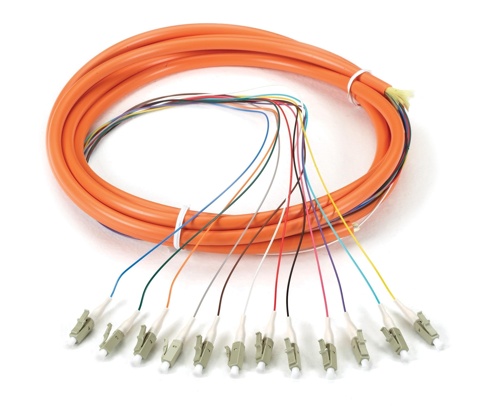 12 Strand OM1 62.5/125 Multimode LC UPC Fiber Pigtail 1M 1 Pack for Splice