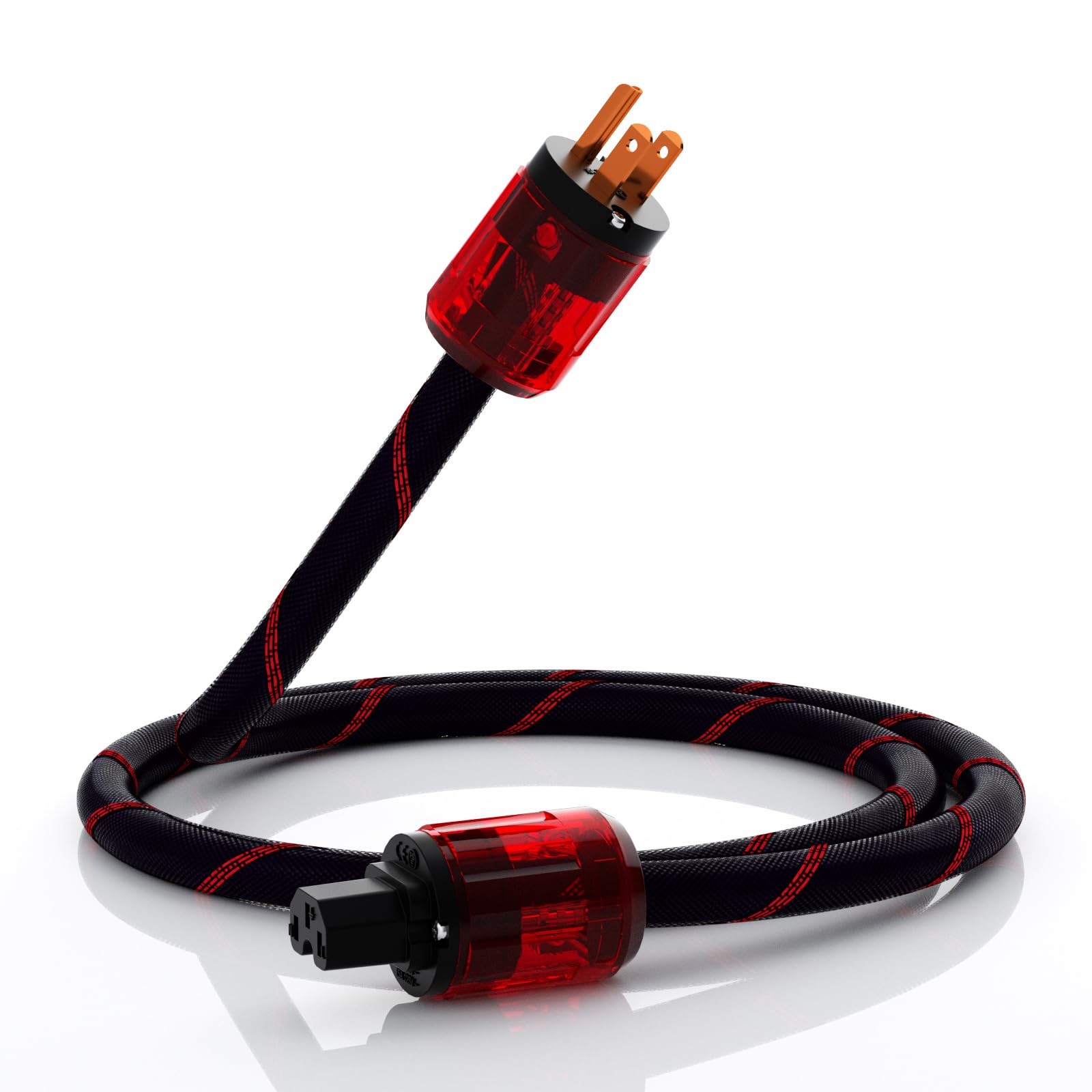12AWG HiFi Audio Power Cable Pure Copper 125V 15A Braided 1.5M