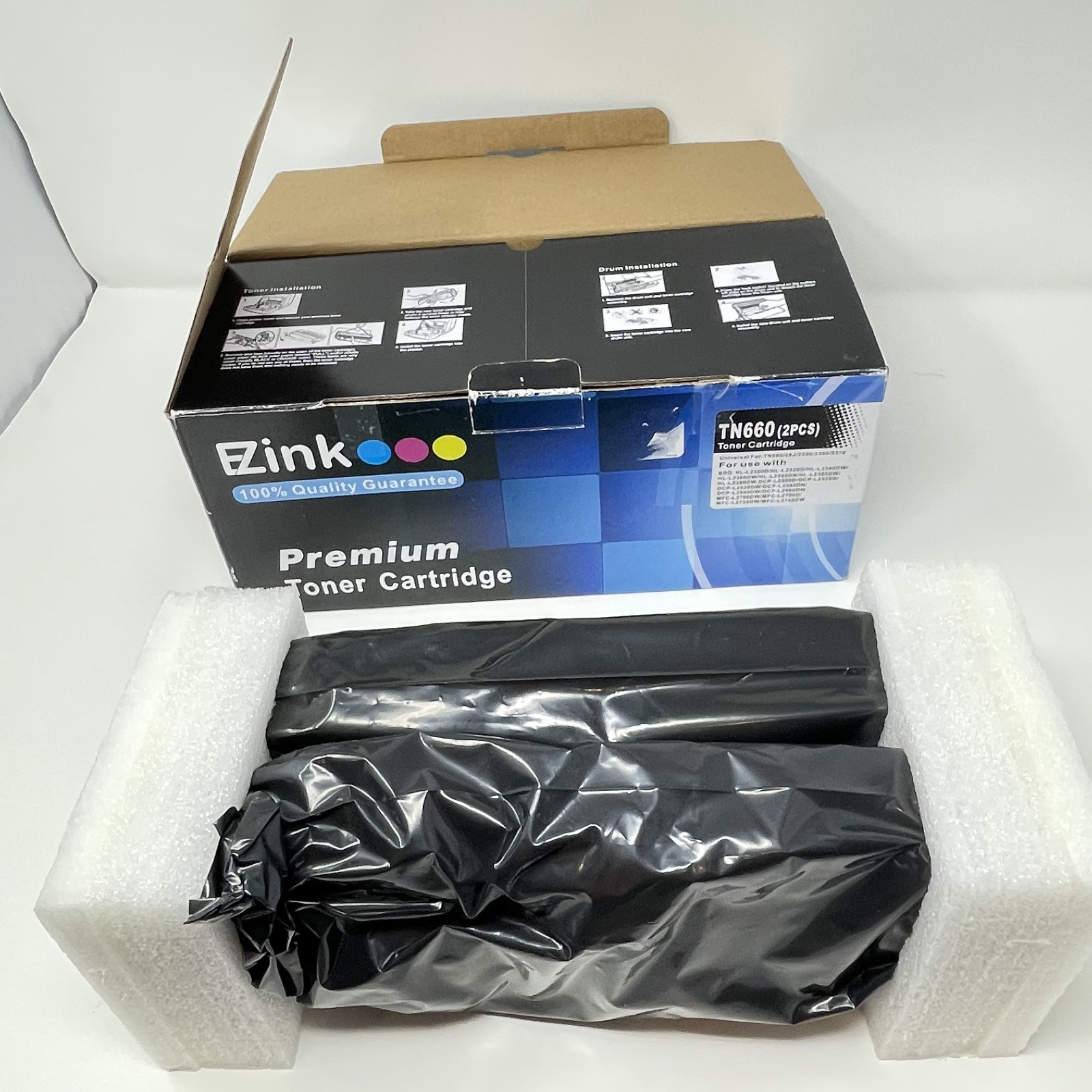 2PK TN660 Toner Cartridge For Brother Black Ink - NEW OB