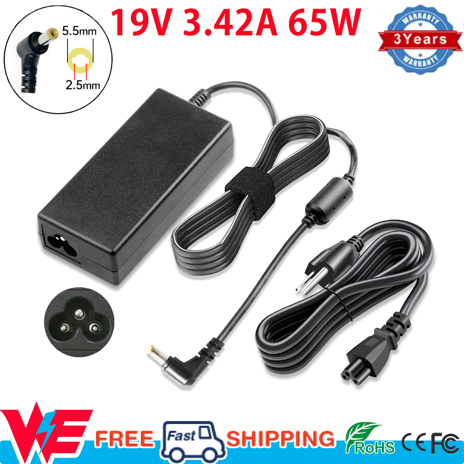 65W AC Power Adapter Charger Supply Cord For Lenovo ThinkCentre M72e Tiny Series