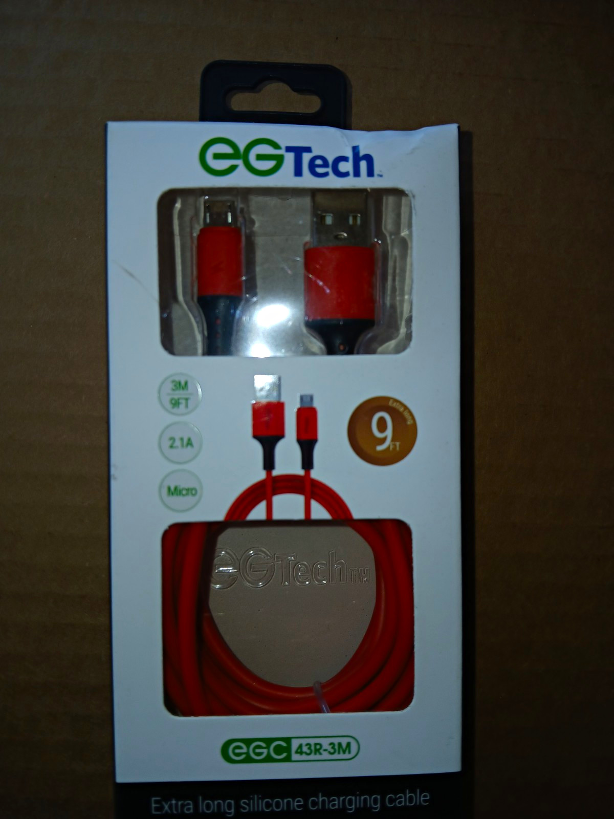 eGTech Extra Long 9ft USB-A to Micro-USB Silicone Charging Cable Red