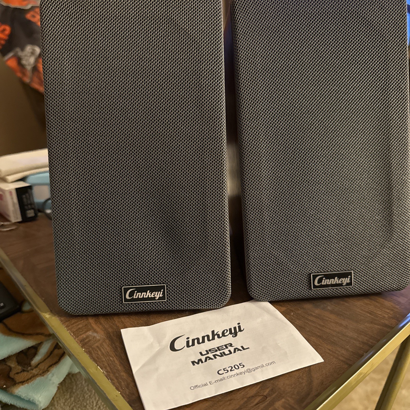 cinnkeyi 50W Wooden Bookshelf Speakers, Passive 2.0 Computer Speakers,PC Speaker