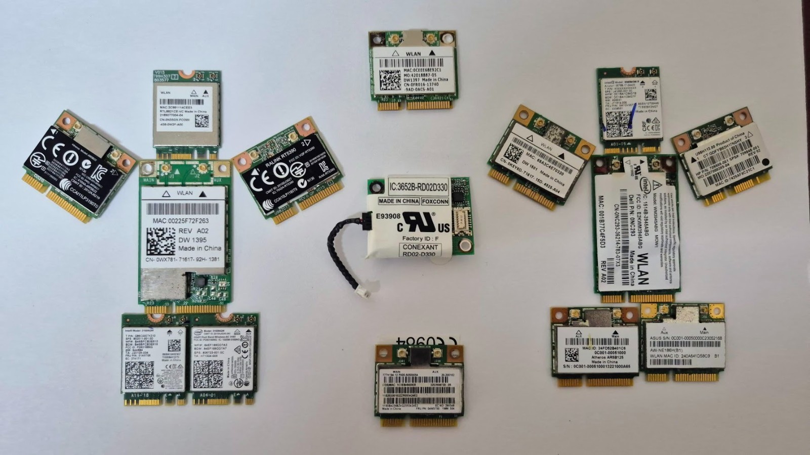 15 Laptop WiFi Cards Lot M.2 Mini PCIe Intel 9560 Atheros Dell Broadcom Untested