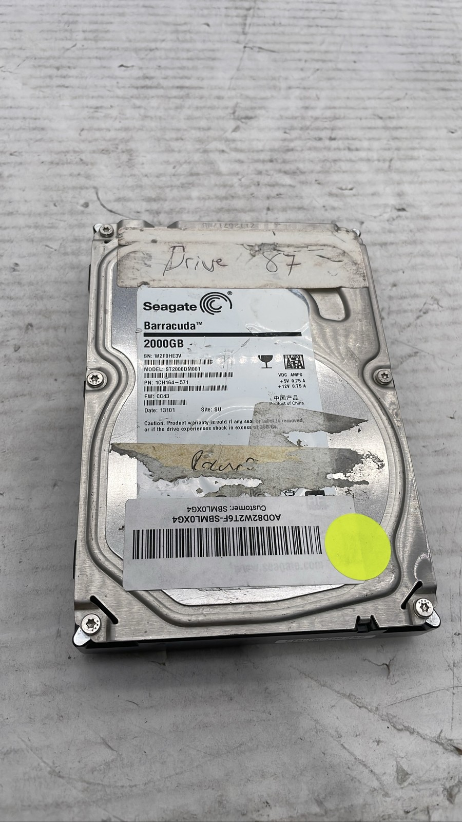 Seagate BarraCuda 2TB ST2000DM001 PN 1CH164-571 FW CC43 3.5" SATA 6Gb/s HDD