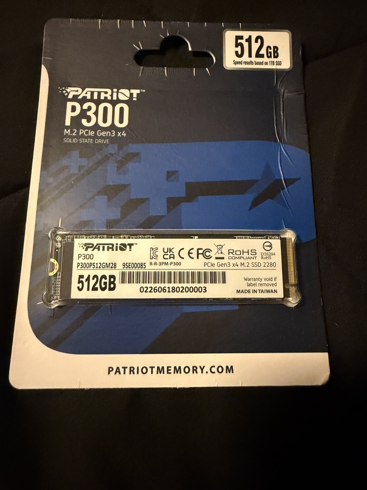 Patriot 2280mm P300 512GB M.2 NVMe Gen 3.0 x 4 SSD 3PH00054 NEW
