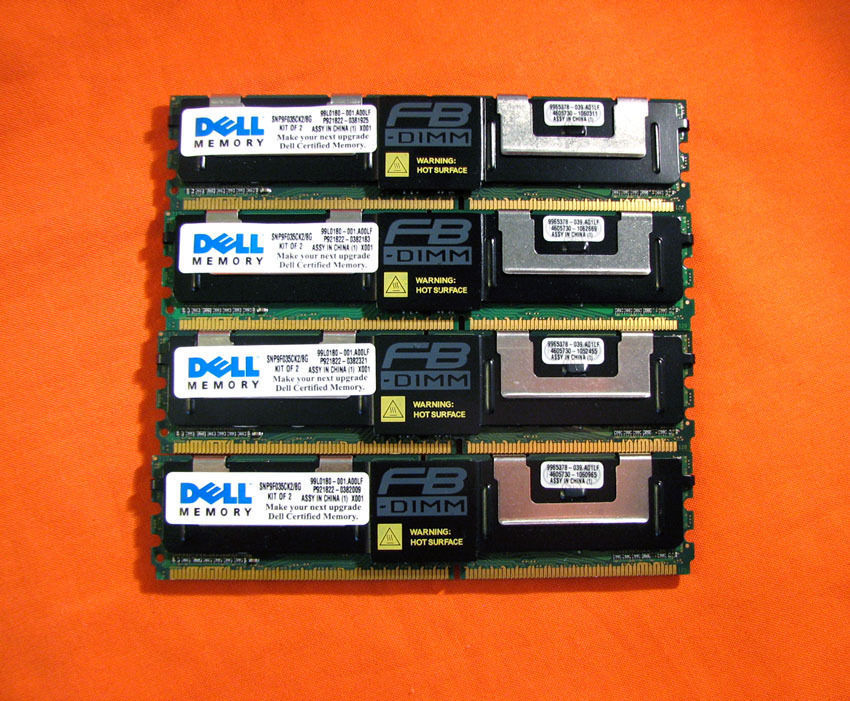 Genuine Dell 16GB Kit (4x4GB) PC2 5300F 667 2Rx4 DDR2 PowerEdge 2950 2900 Memory