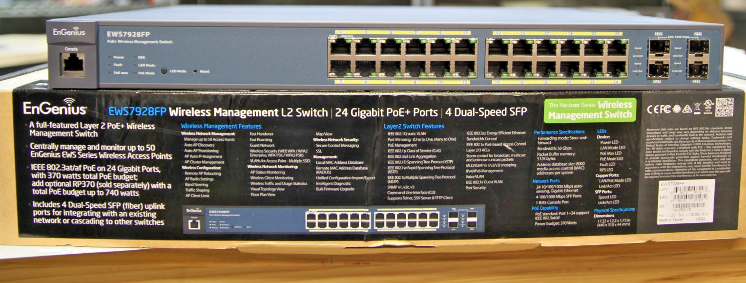 EnGenius EWS7928FP L2 Switch/24 Gigabit POE+Ports NIB