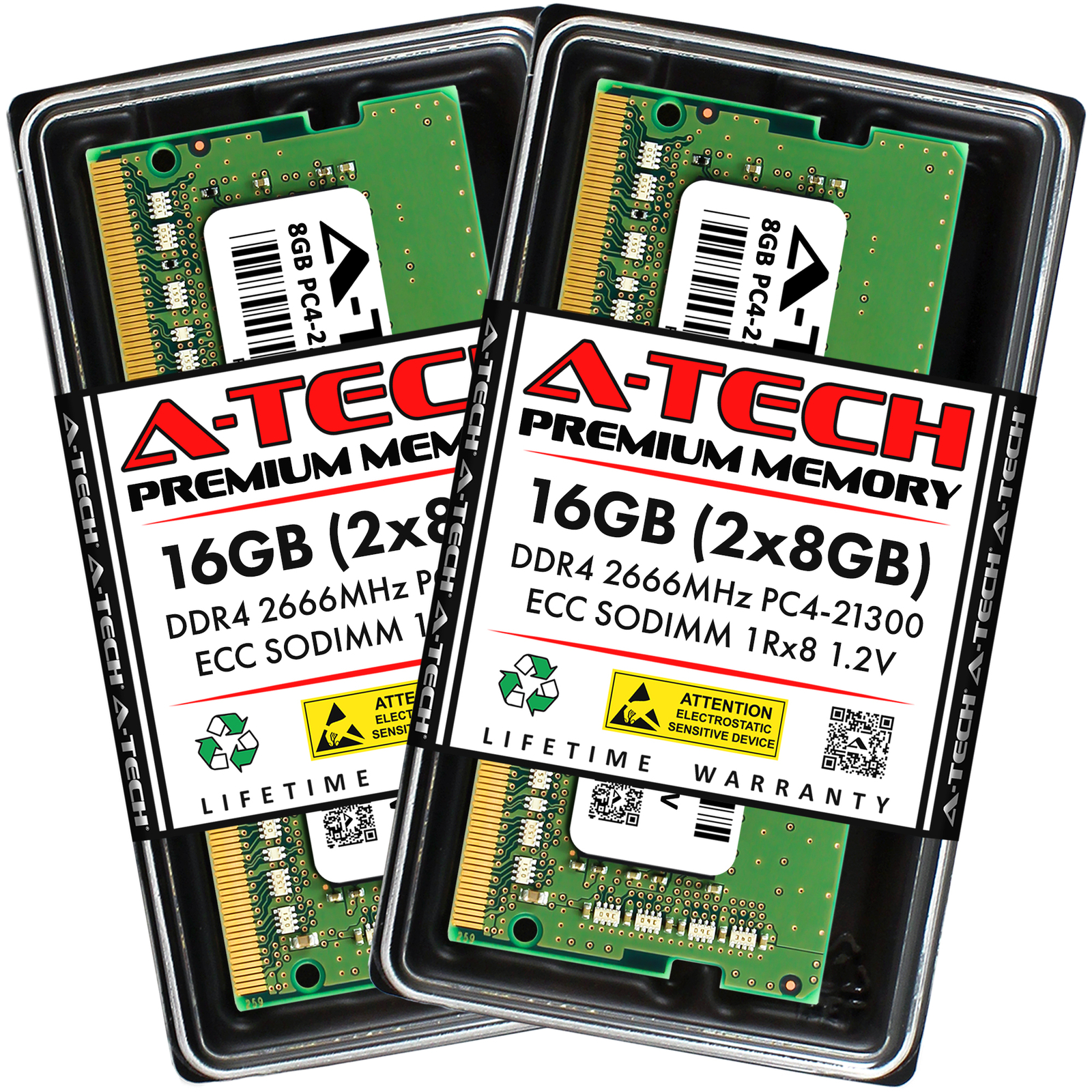 A-Tech 16GB 2x 8GB 1Rx8 PC4-21300 DDR4 2666MHz ECC UNB SO-DIMM Server Memory RAM