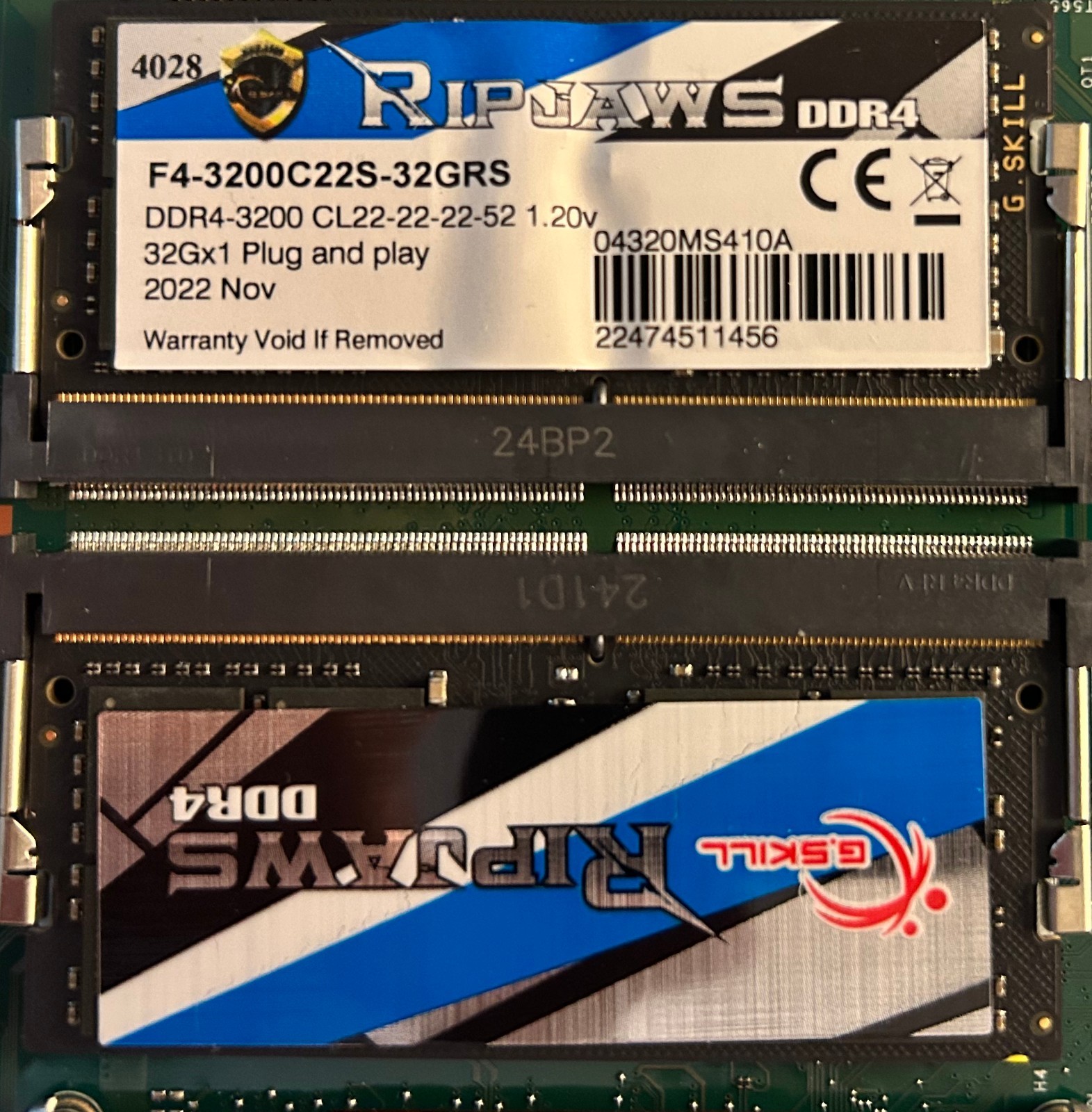 G.SKILL Ripjaws 64GB (2x32GB) F4-3200C22S-32GRS DDR4-3200 SODIMM RAM LAPTOP USED