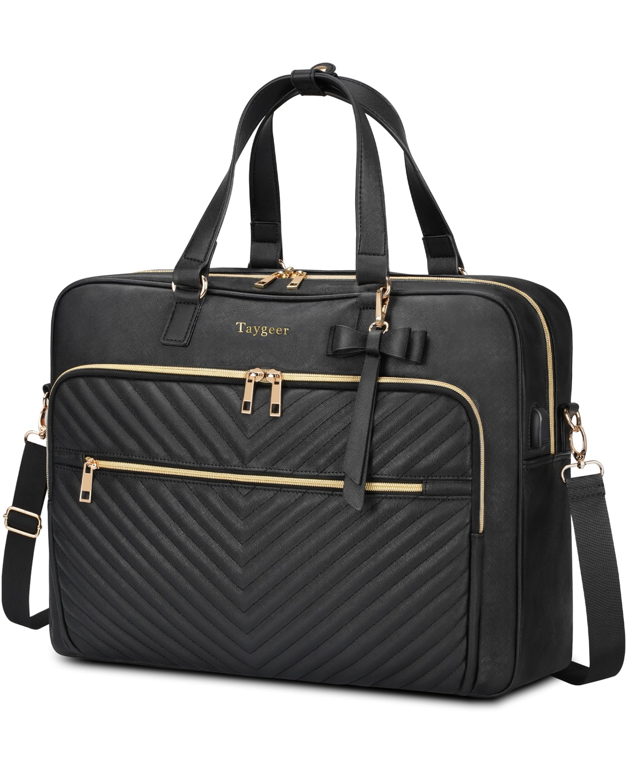 Taygeer 17 Inch Laptop Bag for Women, Large Convertible Quilted Briefcase Bac...