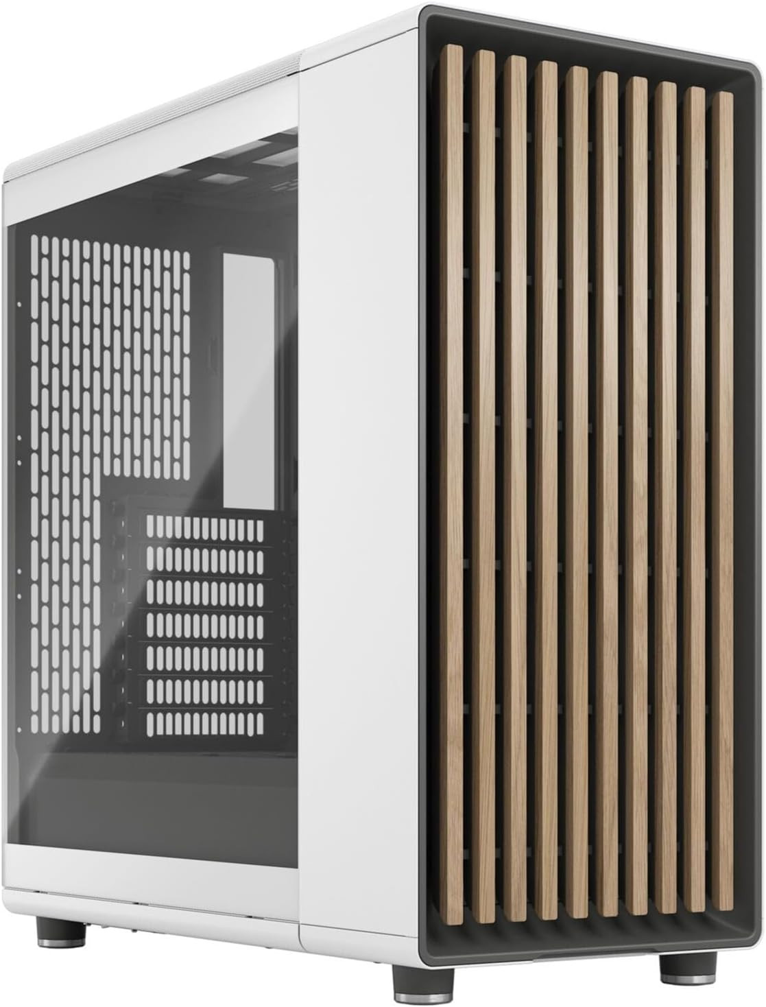 Fractal Design North Chalk White Tempered Glass Clear - Genuine Oak Wood Front -