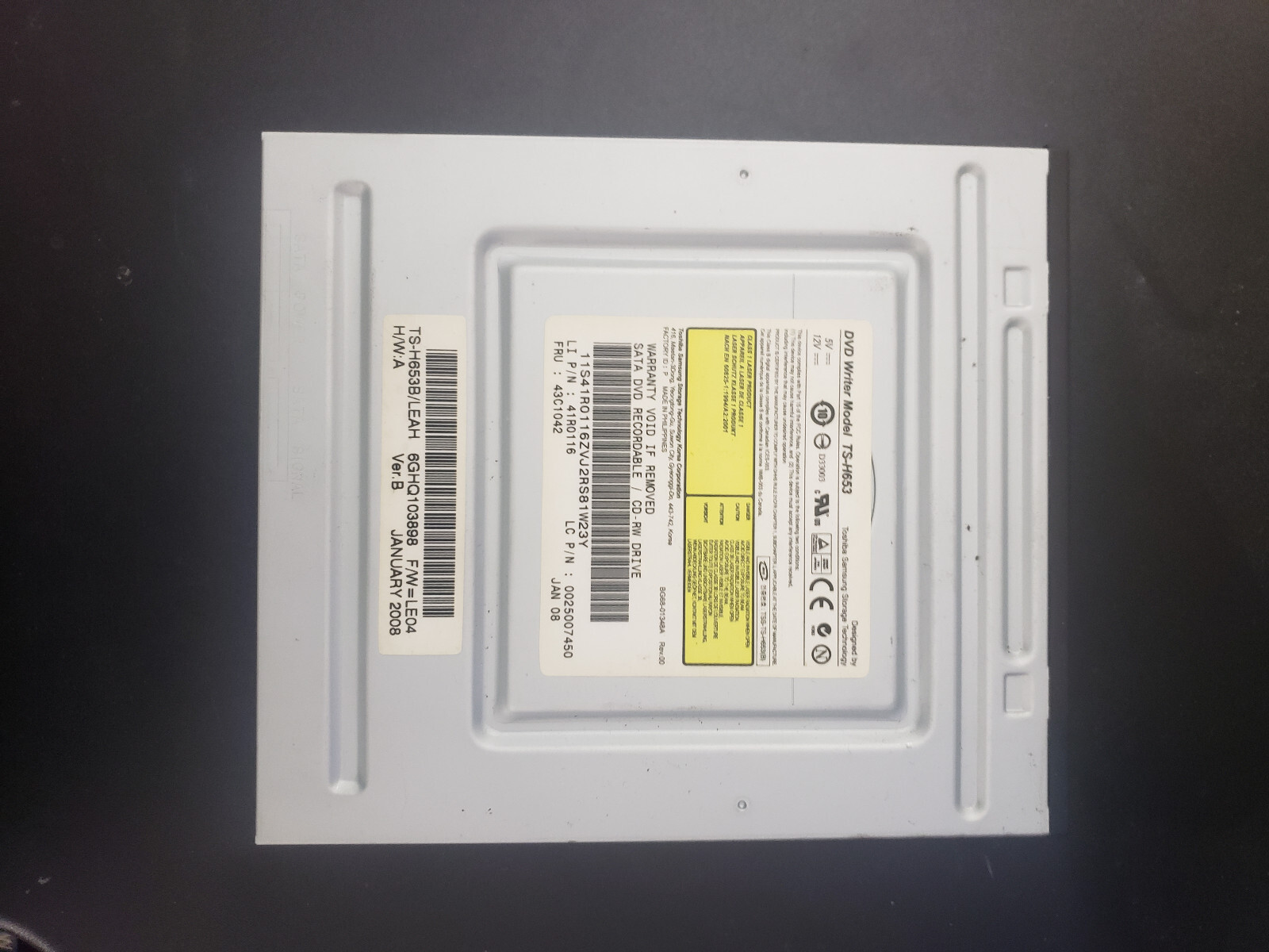 DVD Writer Model TS-H653, SATA internal