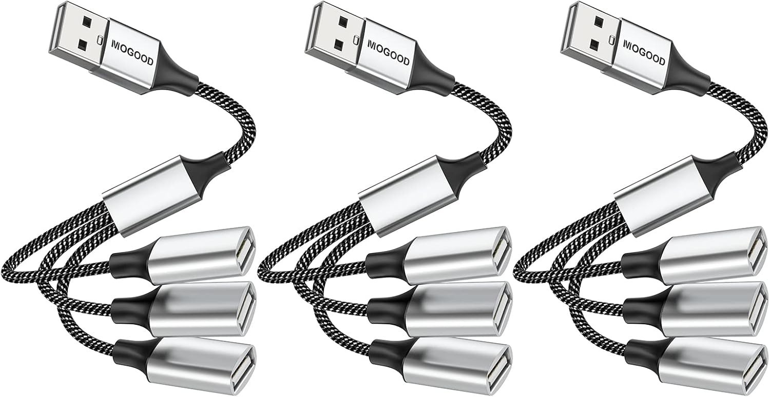 USB 3 Port Splitter Cable, 1 Male to 3 Female Hub for Fast Charging/Data Sync