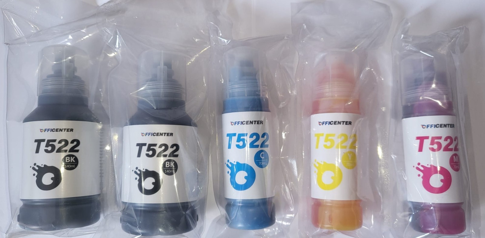 T522 Refill Ink Bottles Black 2 Bottles of 140ml + C70ml+Y70ml+M70ml Brand New