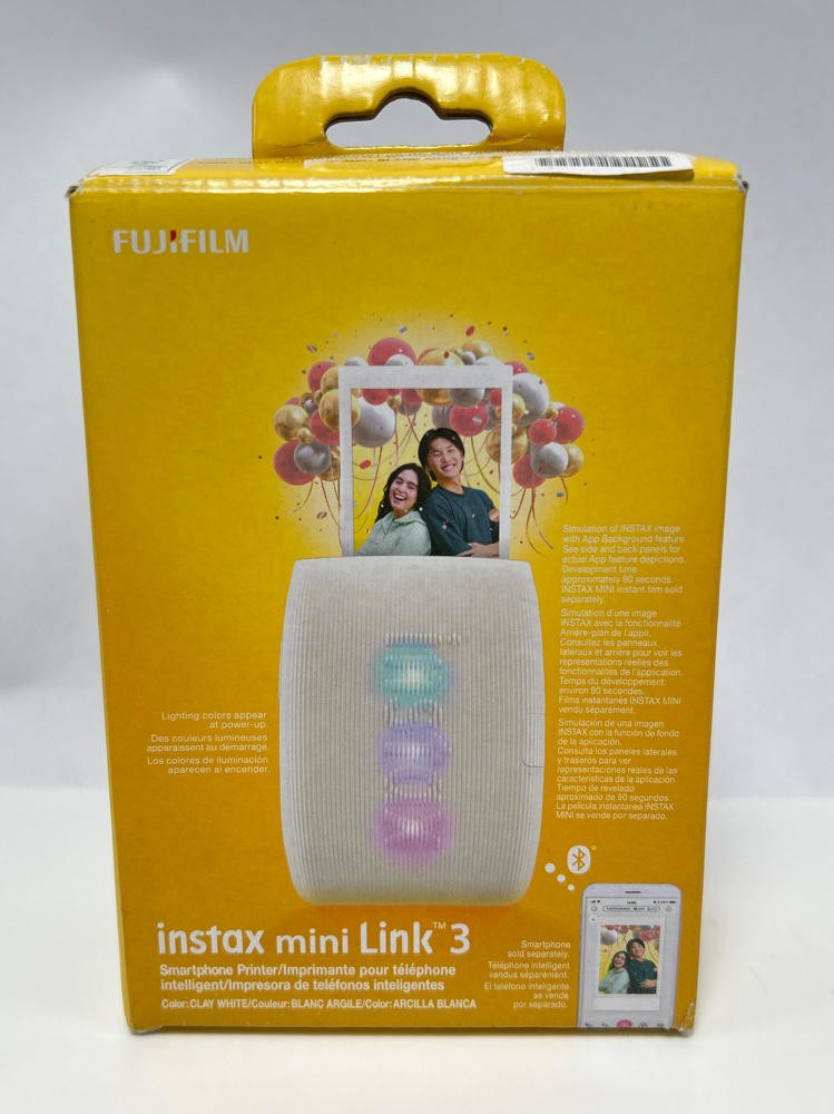 Fujifilm Instax Mini Link 3 Smartphone Printer Bluetooth, Clay White