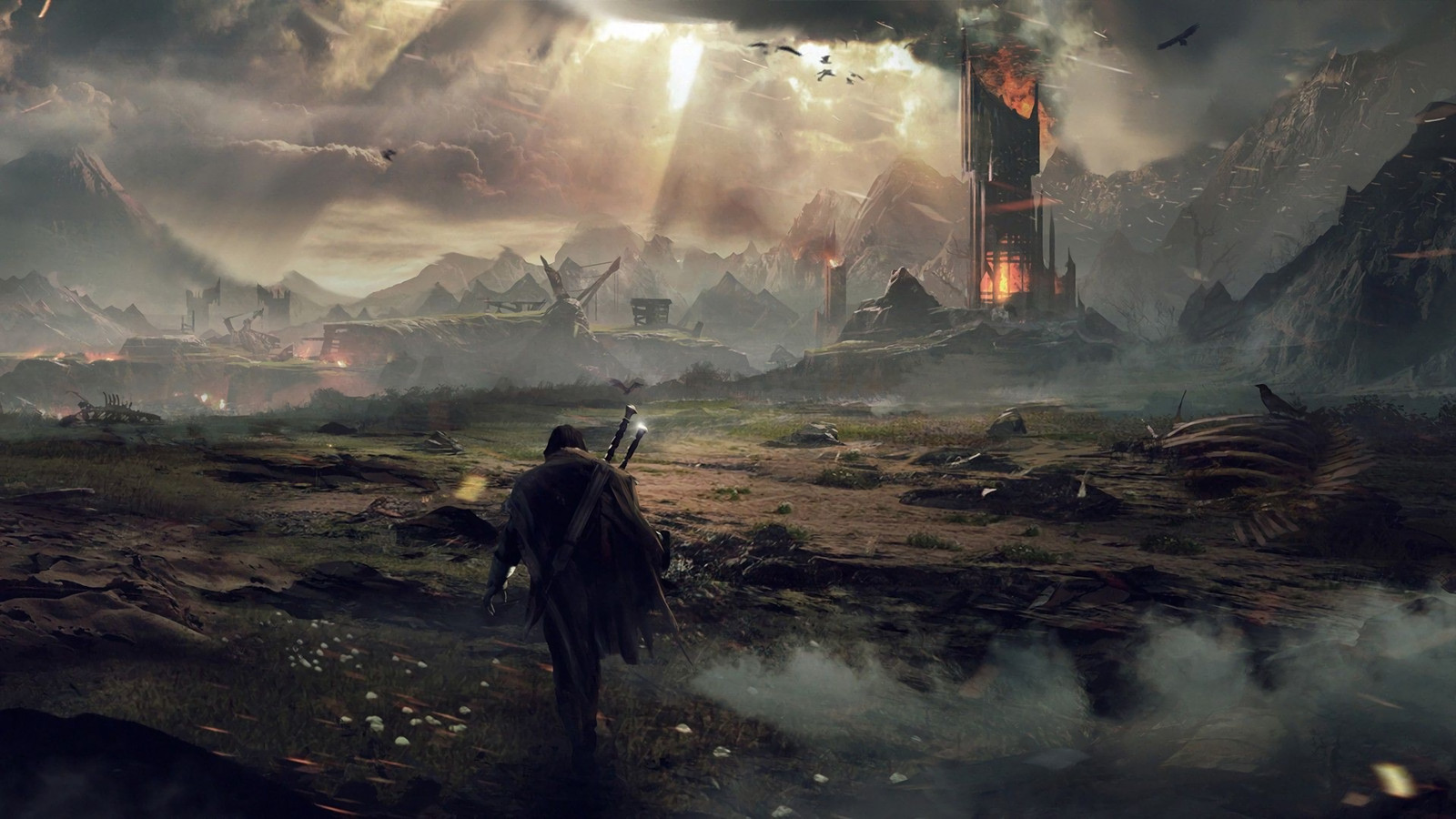 Landscape video games middleearth shadow of mordor game Custom Gaming Mat Desk