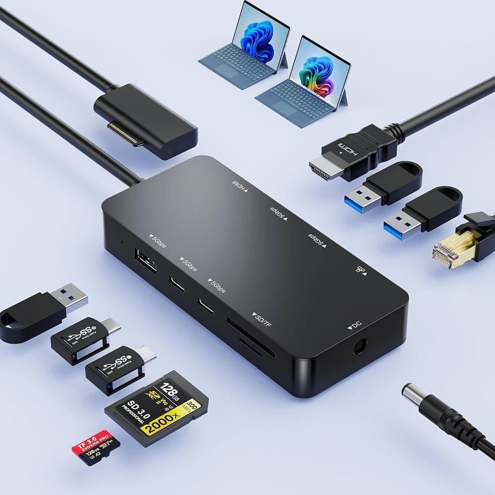 Rocketek 10-in-1 Surface Docking Station 4K HDMI Magnetic Connect SHC796 NEW