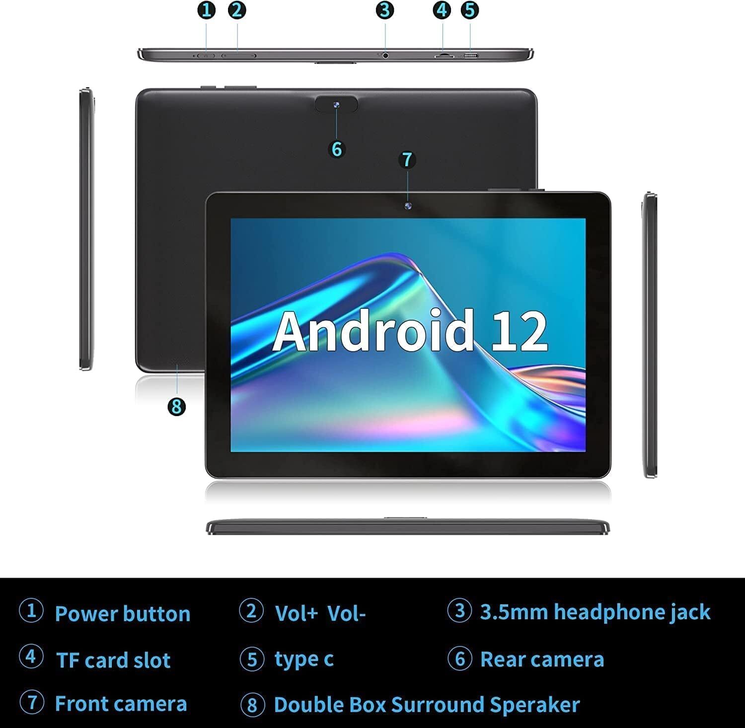 SGIN Tablet 10 Inch Android 12 Tablet, 2GB RAM 32GB ROM -Black