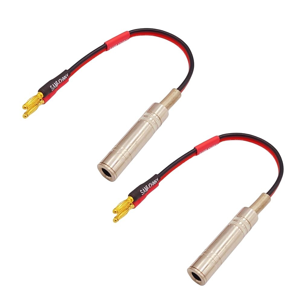 Sam&Johnny 1/4 Inch TS Female to Banana Plug, 6.35mm Jack Mono 8 Inch, Gold