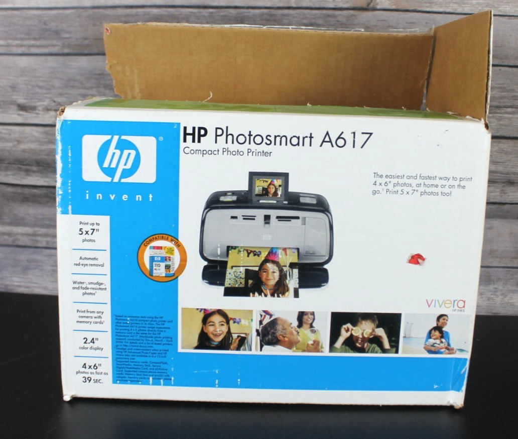 HP Photosmart A617 Digital Photo Inkjet Printer- color display -5" x 7"-Open Box