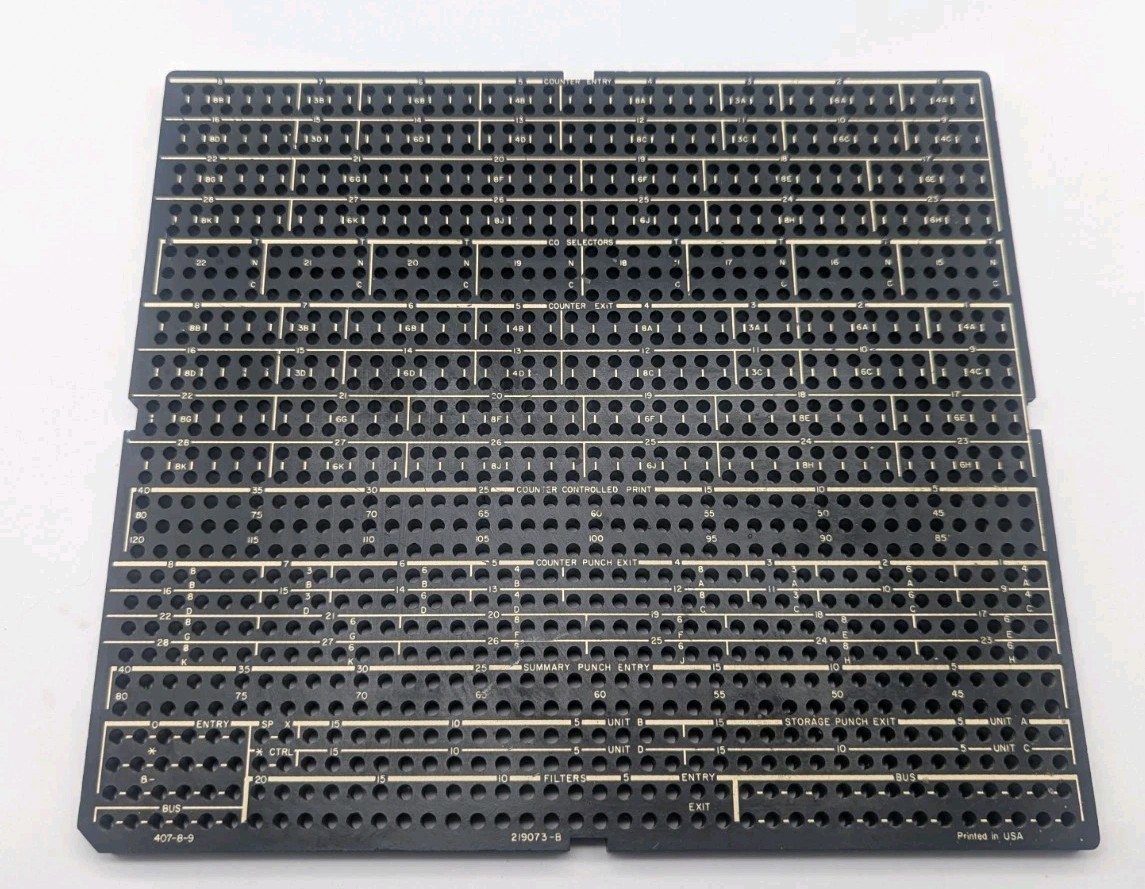 Vintage IBM 407-8-9  ACCOUNTING MACHINE Plugboard Control Panel FOR DISPLAY 