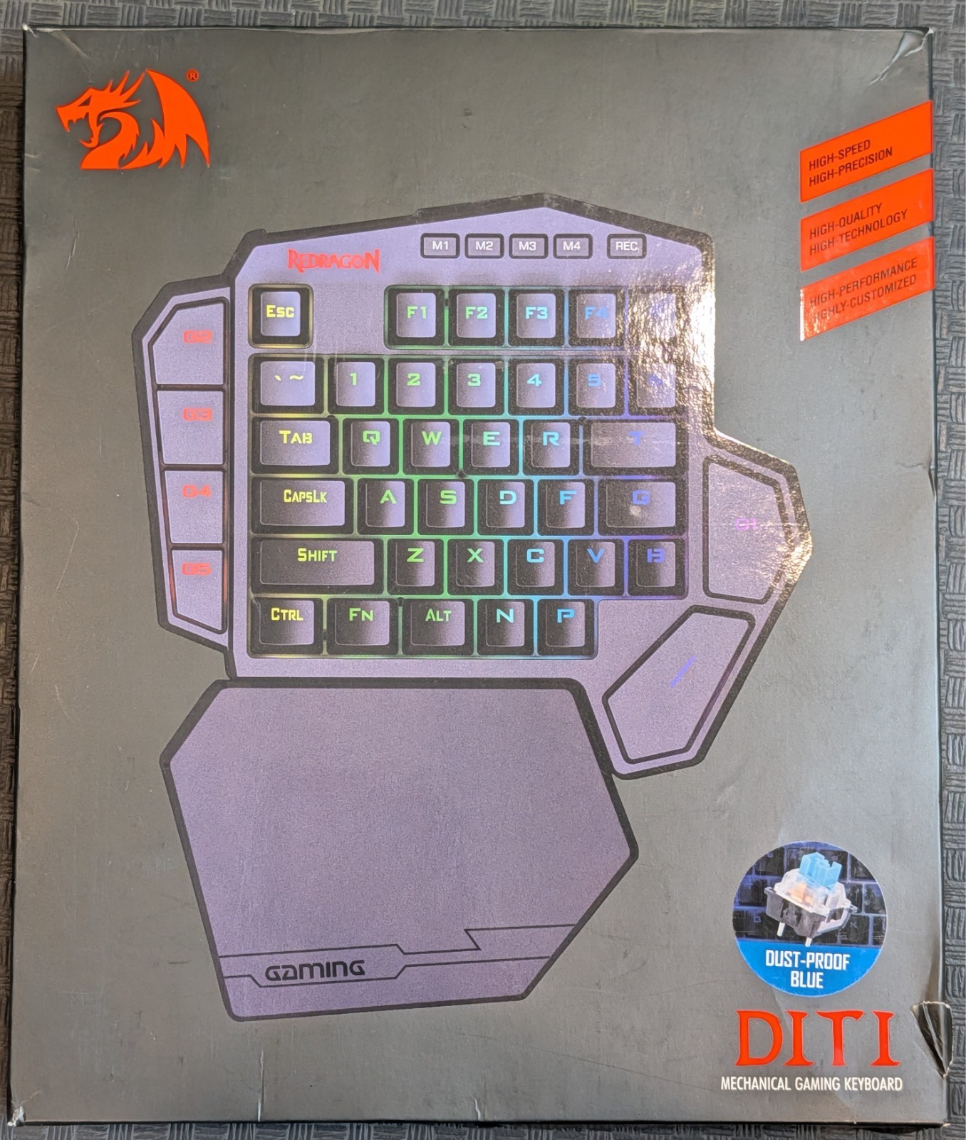 Red Dragon Gaming DITI Elite Wireless Keyboard Blue Switches Near Mint