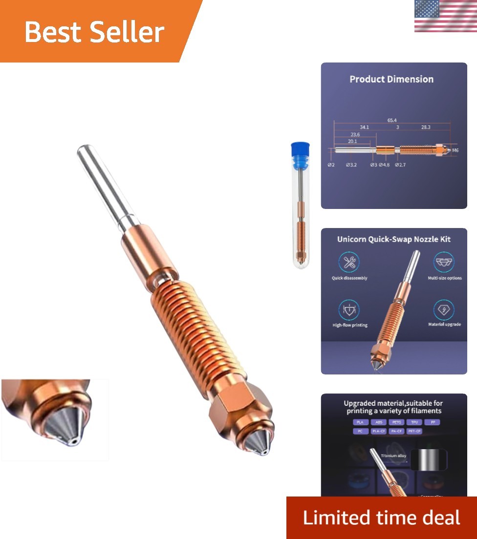 K1C Nozzles,Unicorn Quick-Swap Nozzle 0.2/0.4/0.6/0.8/1.0mm Copper Alloy and ...
