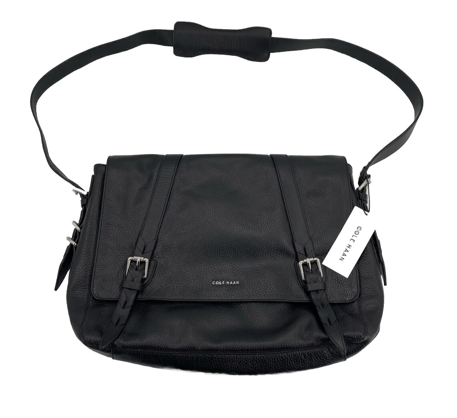Cole Haan Messenger Bag Laptop Black Pebble Leather CHRM11002 Storage Cover