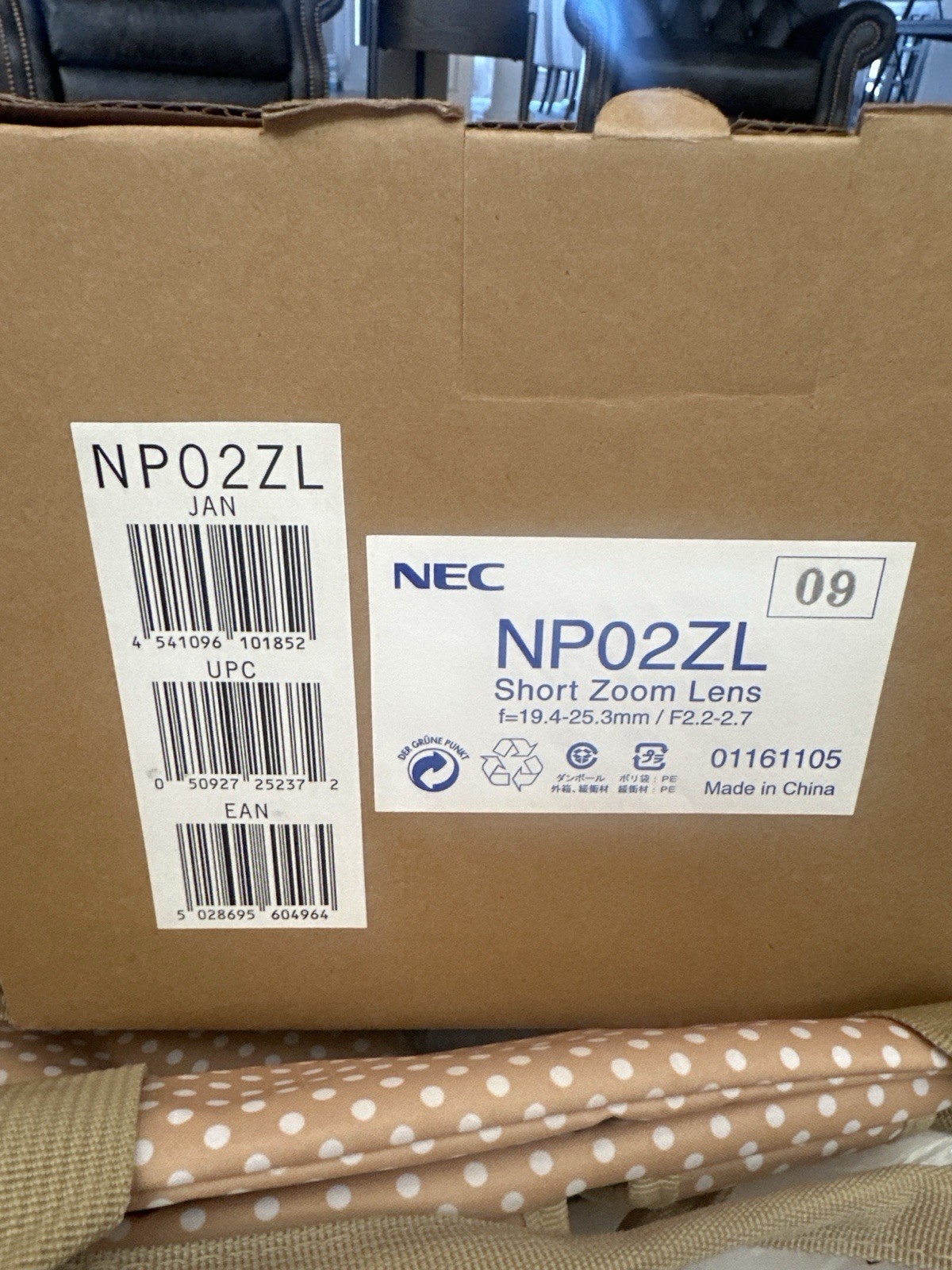 New NEC NP02ZL Short Zoom Lens f=19.4-25.3mm/F2.2-2.7