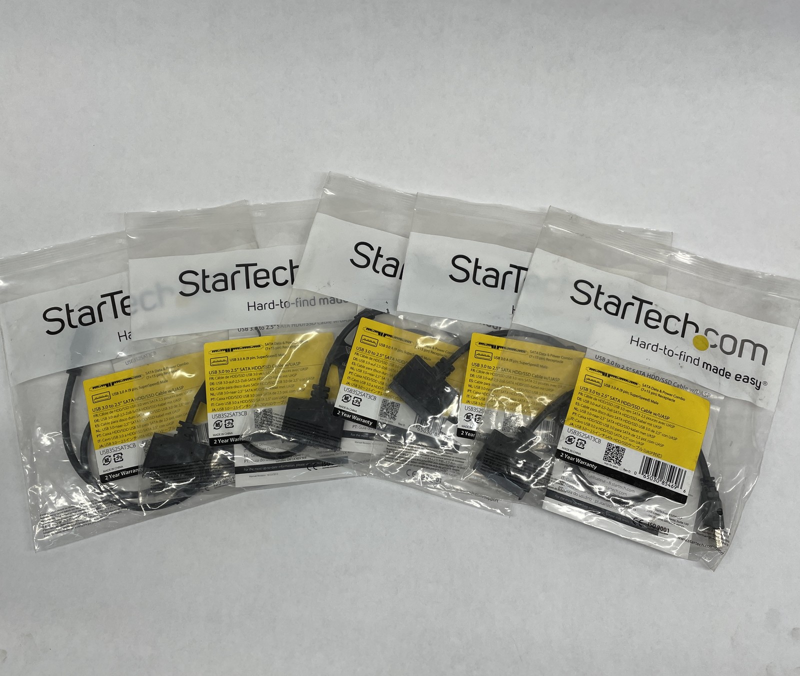 Lot of 5 StarTech.com USB 3.0 to 2.5in SATA HDD/SSD Cable w/ UASP 3ft Black