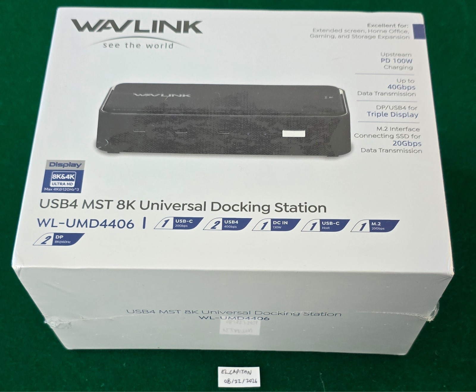 WAVLINK USB4 8K UniversalDocking Station WL-UMD4406 Rev.a