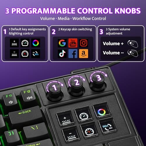 K87PRO TKL MECHANICAL KEYBOARD, 6 LCD STREAM CONTROL KEYS - BLACK DARKFLASH