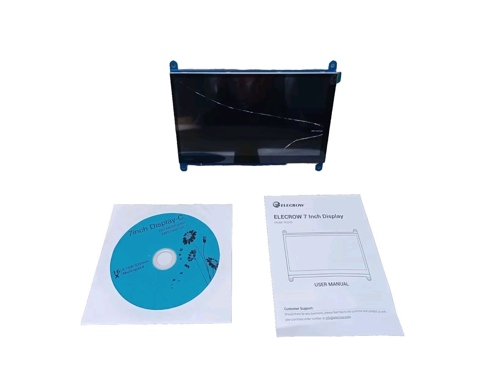 Elecrow RC070 7 inch 1024*600 LCD Display (Crack In Screen)