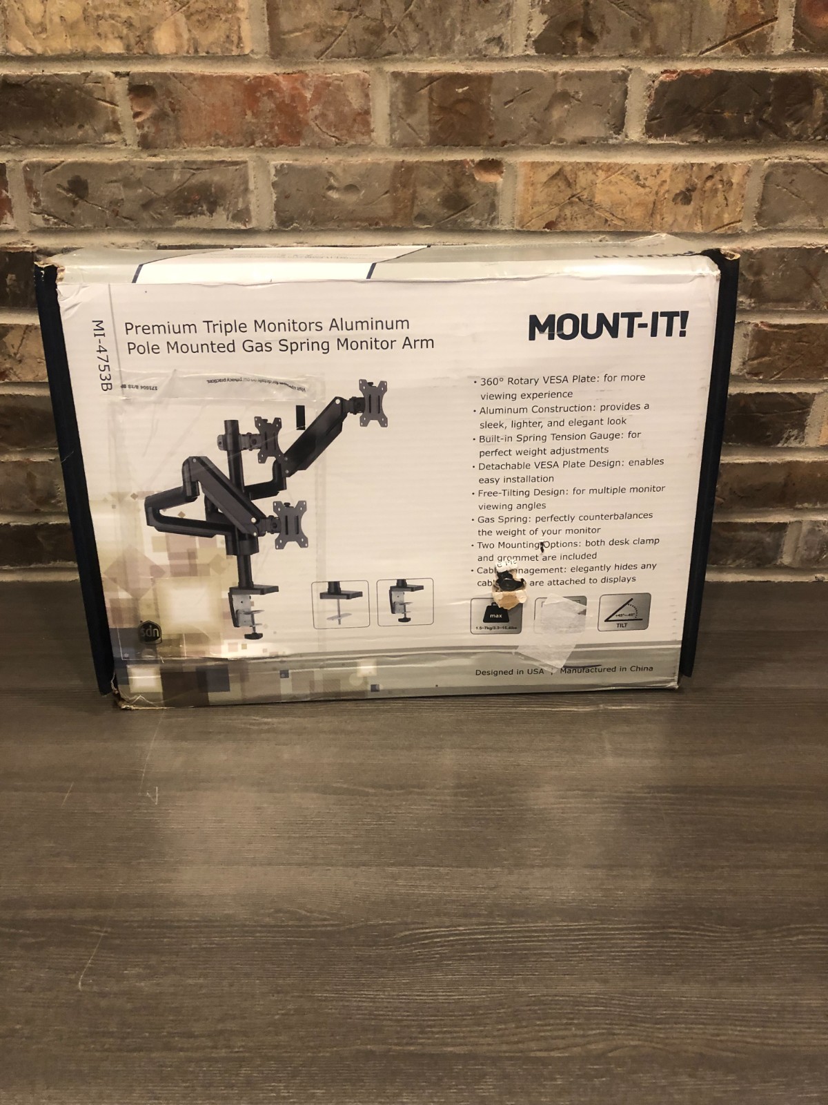 New Open Box Triple Monitor Mount with Premium Gas Spring Arm
