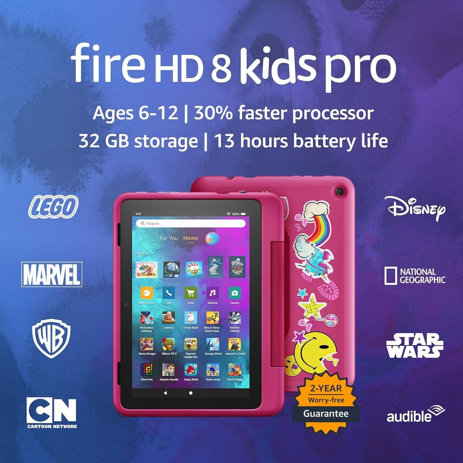 Amazon Fire HD 8 Kids Pro tablet- 2022, ages 6-12 32 GB, Rainbow Universe