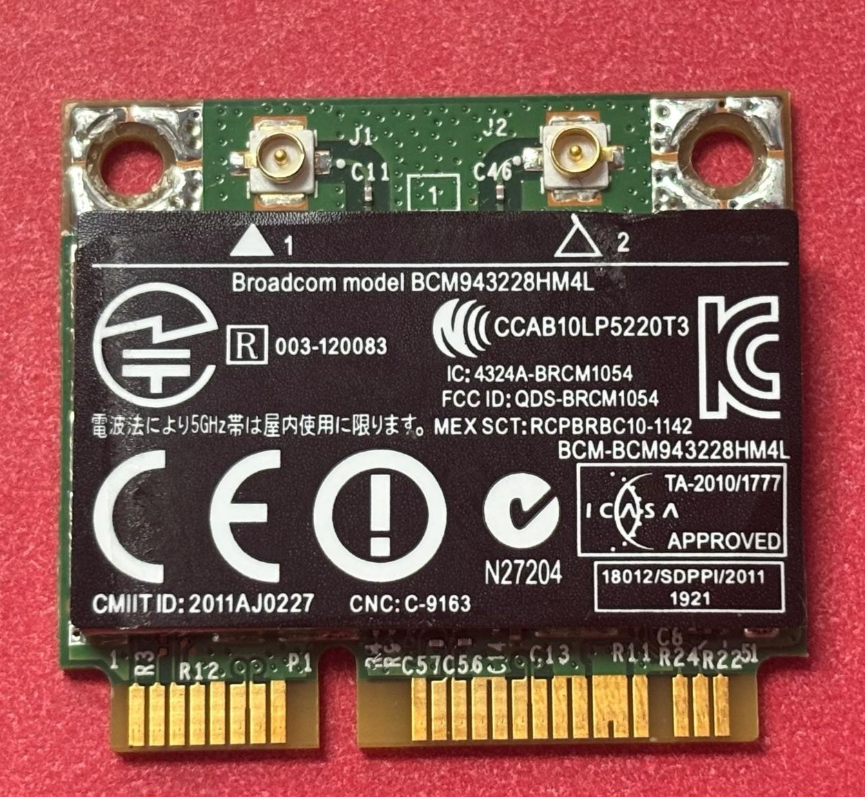 🌞BROADCOM DELL HALF MINI PCIe DUAL BAND WIRELESS WIFI CARD BCM943228HM4L