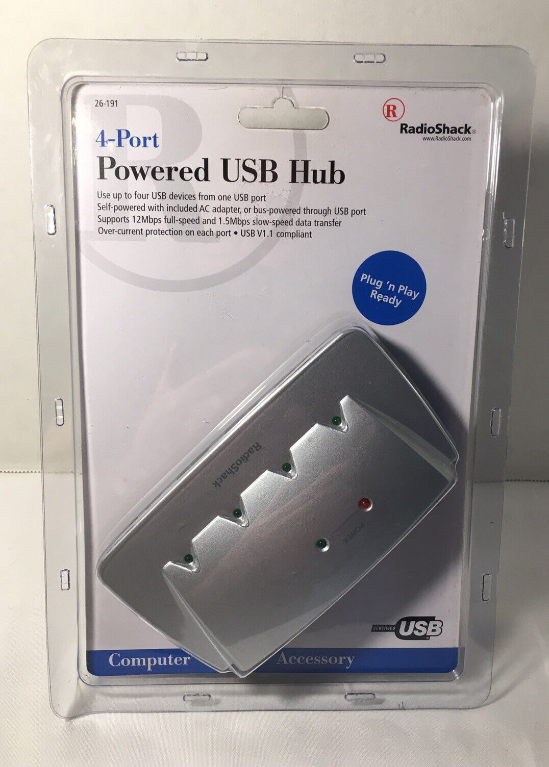 Radio Shack 4-port Powered USB Hub New Sealed In Box